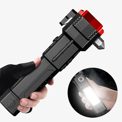 8-in-1 Multifunction Rechargeable LED Flashlight with Emergency Tools