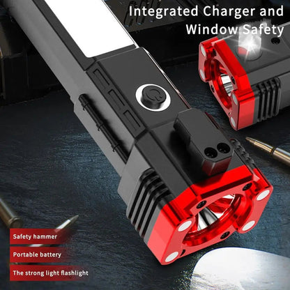 8-in-1 Multifunction Rechargeable LED Flashlight with Emergency Tools