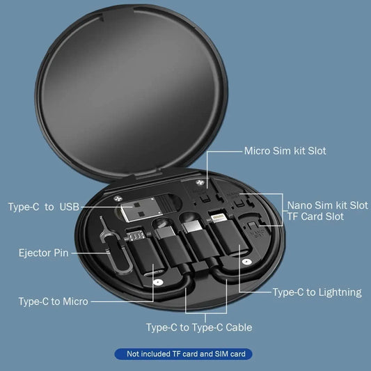 Premium Mobile Charging Cable Set with Multi-Port Storage Box