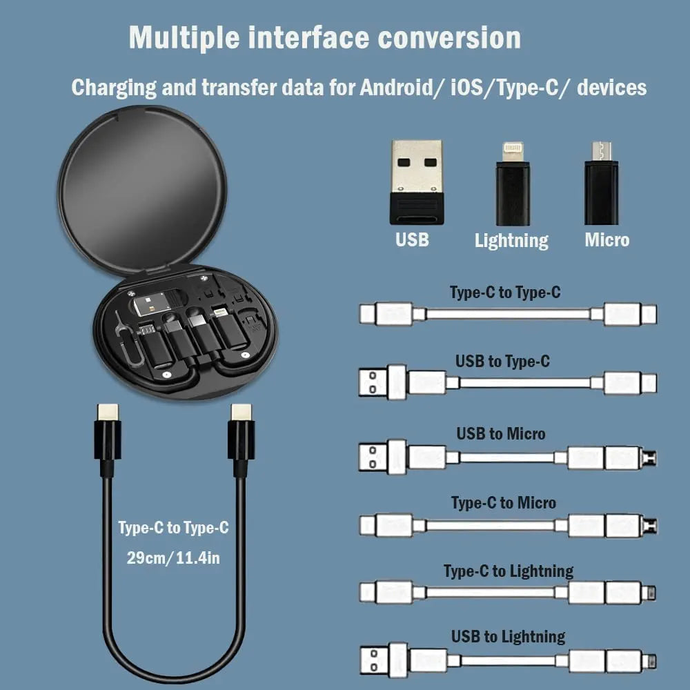 Premium Mobile Charging Cable Set with Multi-Port Storage Box
