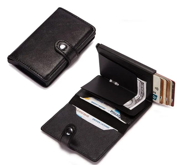 RFID Cardholder Wallet – Premium PU Leather (With Strap / Classic Slim)