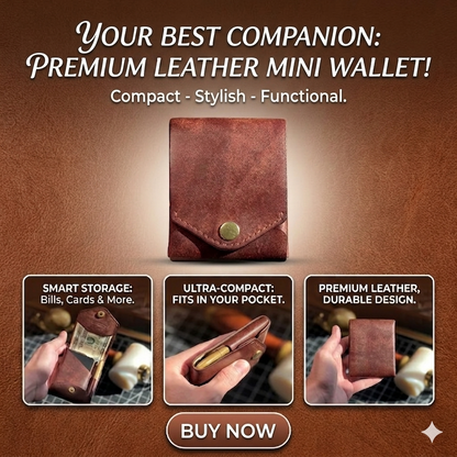 Multifunctional Slim Compact Wallet, Handmade Leather Card Holder