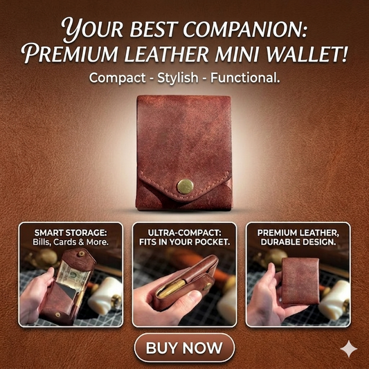 Multifunctional Slim Compact Wallet, Handmade Leather Card Holder