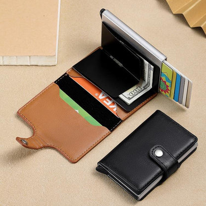 RFID Cardholder Wallet – Premium PU Leather (With Strap / Classic Slim)