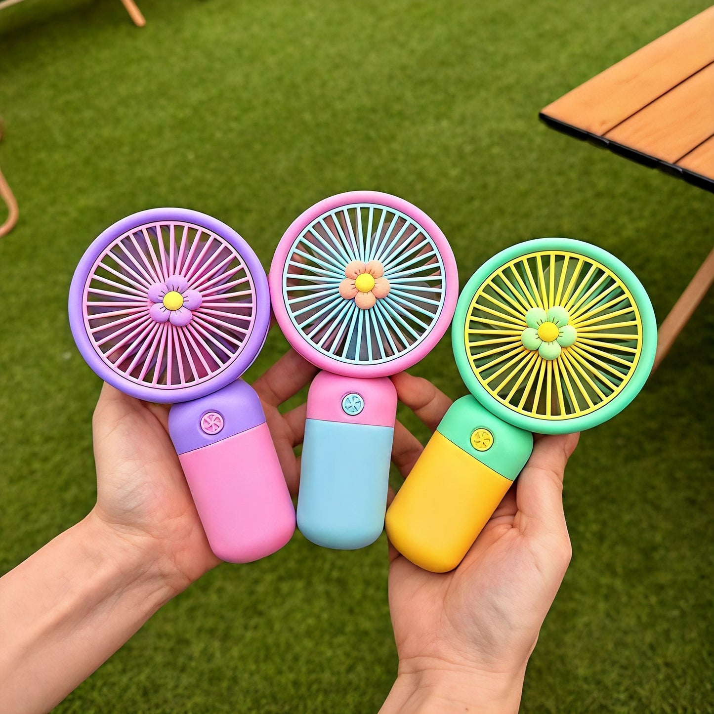 1 Pc - Portable USB Rechargeable Flower Handheld Mini Electric Fan