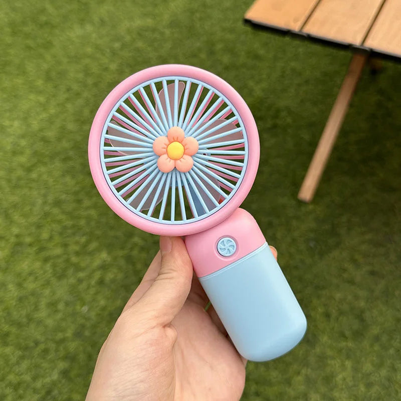 1 Pc - Portable USB Rechargeable Flower Handheld Mini Electric Fan