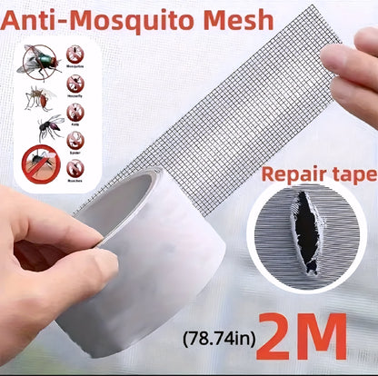 2 PACK- Waterproof Self-Adhesive Window Screen Repair Mesh Tape Roll (2meter)