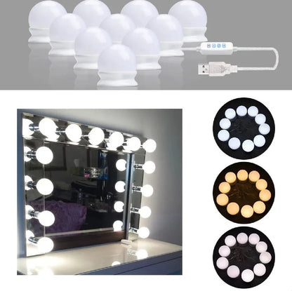 LED Vanity Mirror Lights | 10 Bulb Makeup Lighting Kit (Plastic Body)