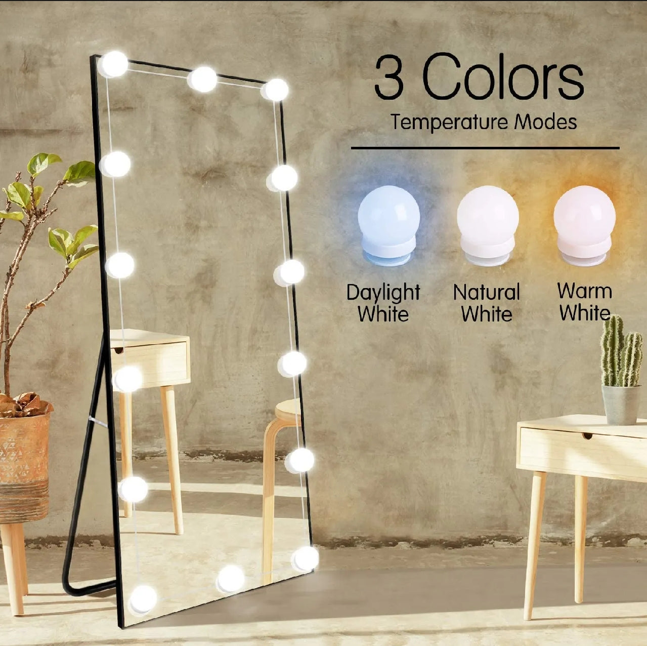 LED Vanity Mirror Lights | 10 Bulb Makeup Lighting Kit (Plastic Body)