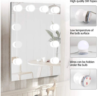 LED Vanity Mirror Lights | 10 Bulb Makeup Lighting Kit (Plastic Body)
