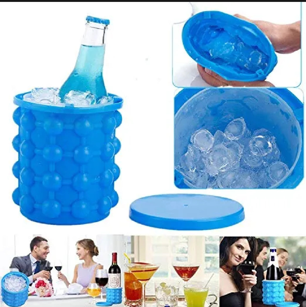 Portable Silicone Ice Cube Maker | Space-Saving Ice Bucket