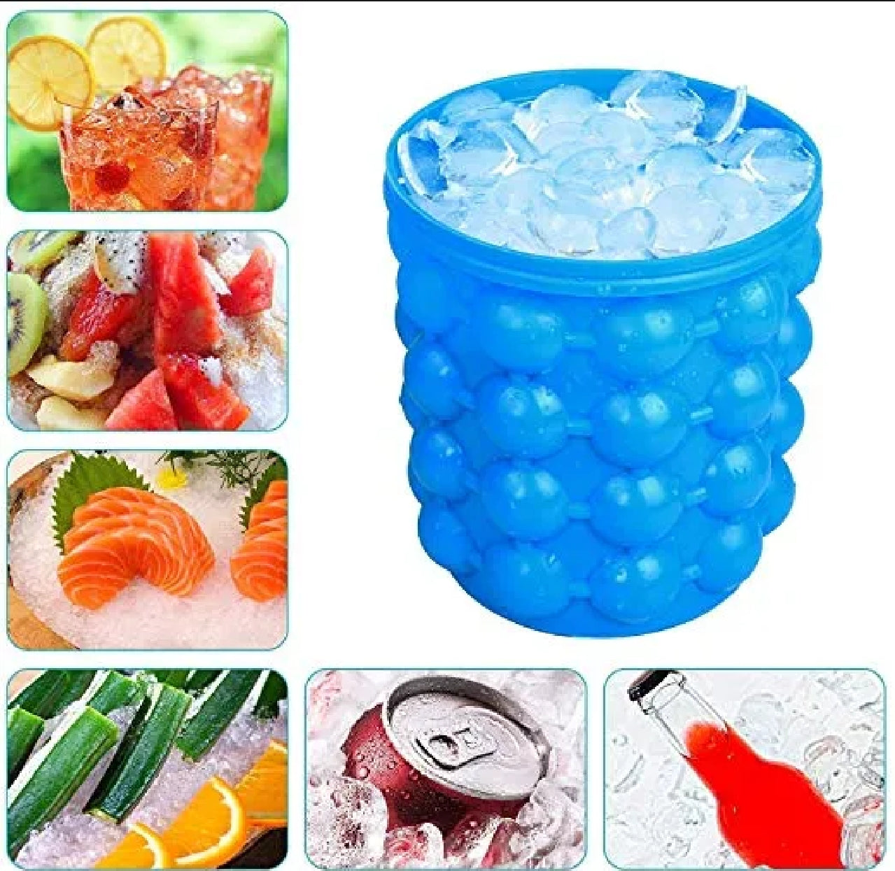 Portable Silicone Ice Cube Maker | Space-Saving Ice Bucket