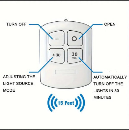 3-Pack Wireless White LED Puck Lights with Remote Control