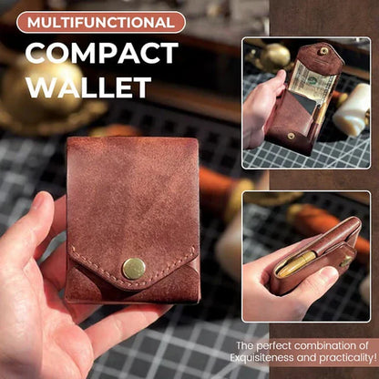 Multifunctional Slim Compact Wallet, Handmade Leather Card Holder