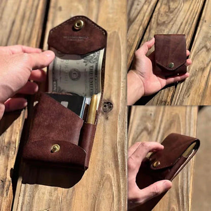 Multifunctional Slim Compact Wallet, Handmade Leather Card Holder