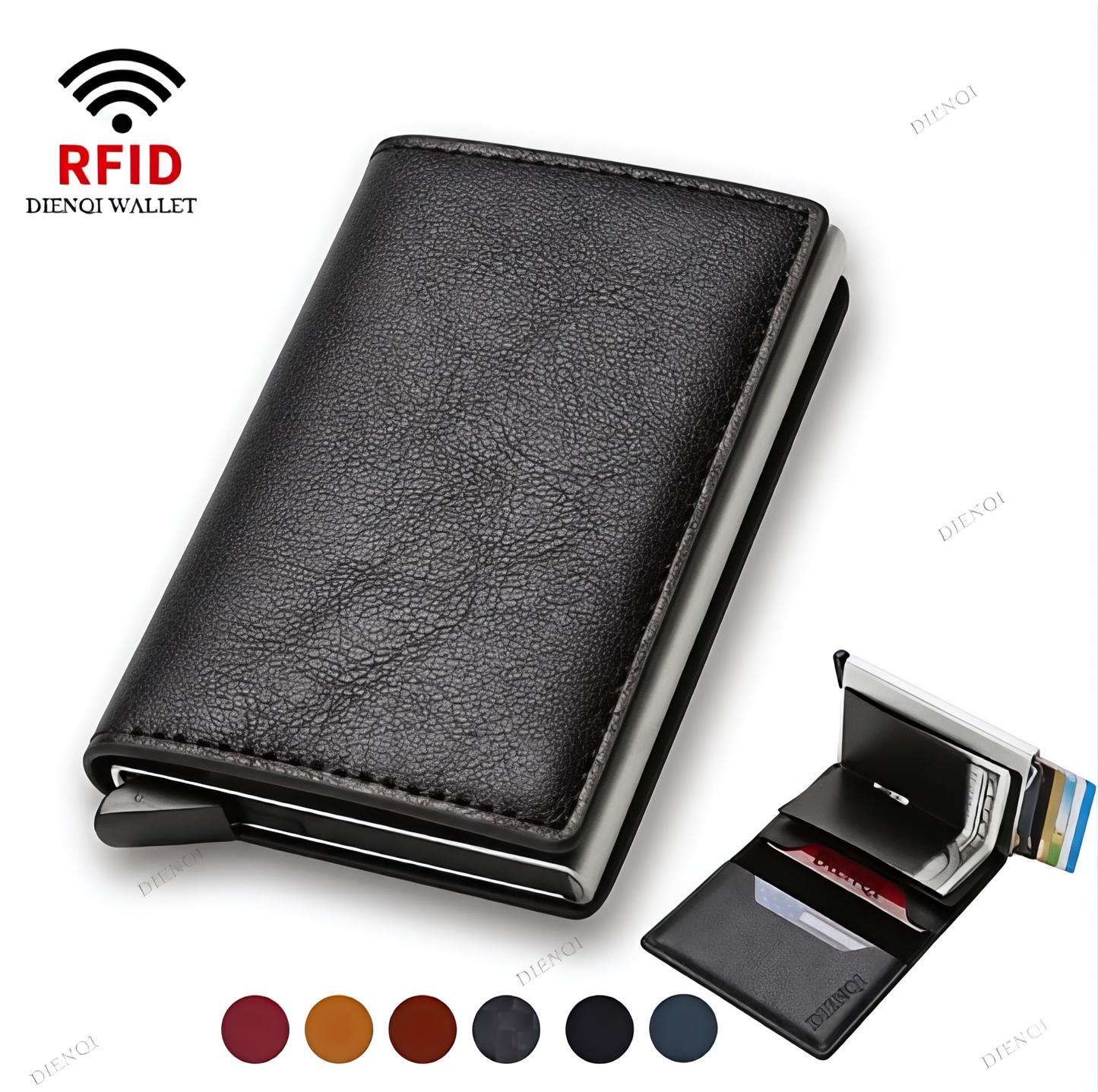 RFID Cardholder Wallet – Premium PU Leather (With Strap / Classic Slim)