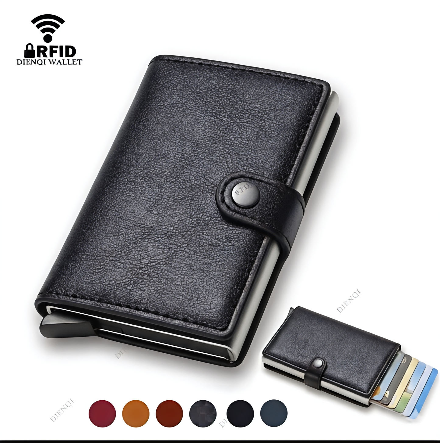 RFID Cardholder Wallet – Premium PU Leather (With Strap / Classic Slim)