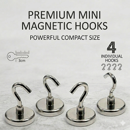 4-Packs Strong Magnetic Hooks | Wall Mount Organizer Hangers